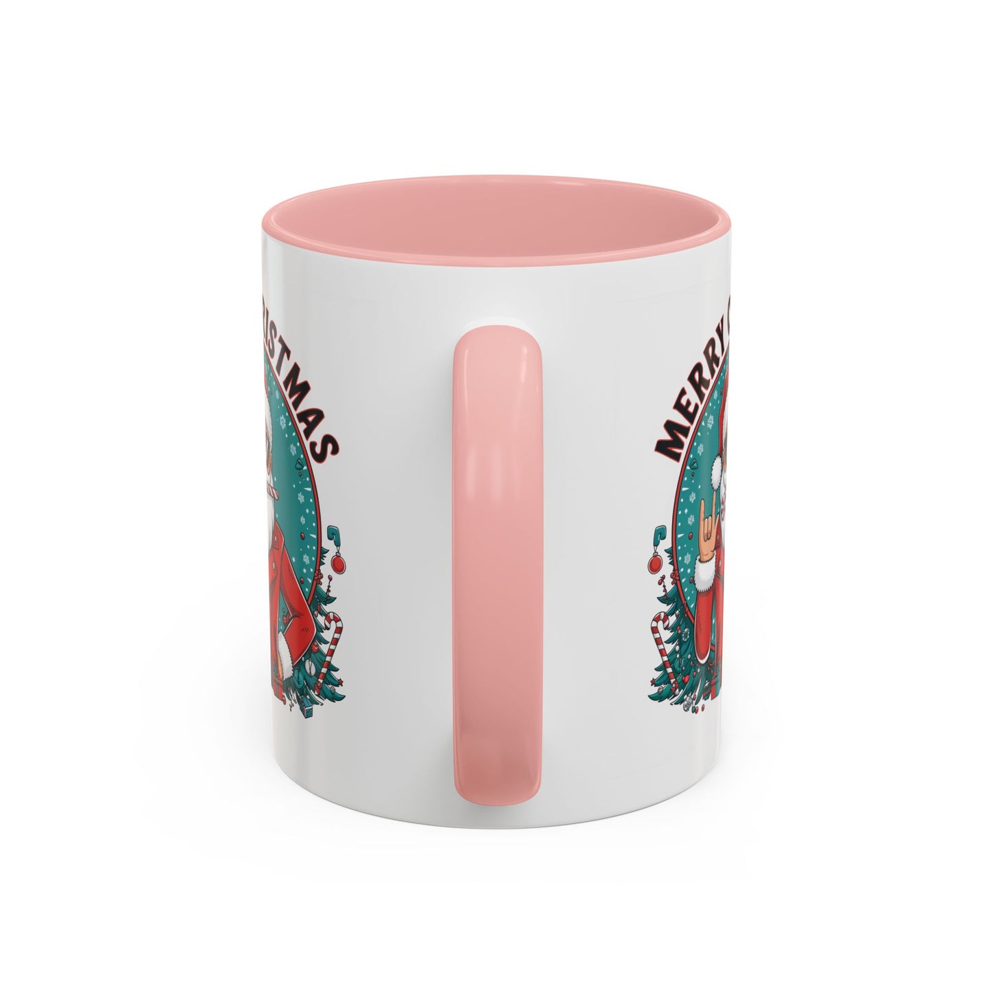 Christmas Mug - Merry Christmas Black & Red Text Cool Santa