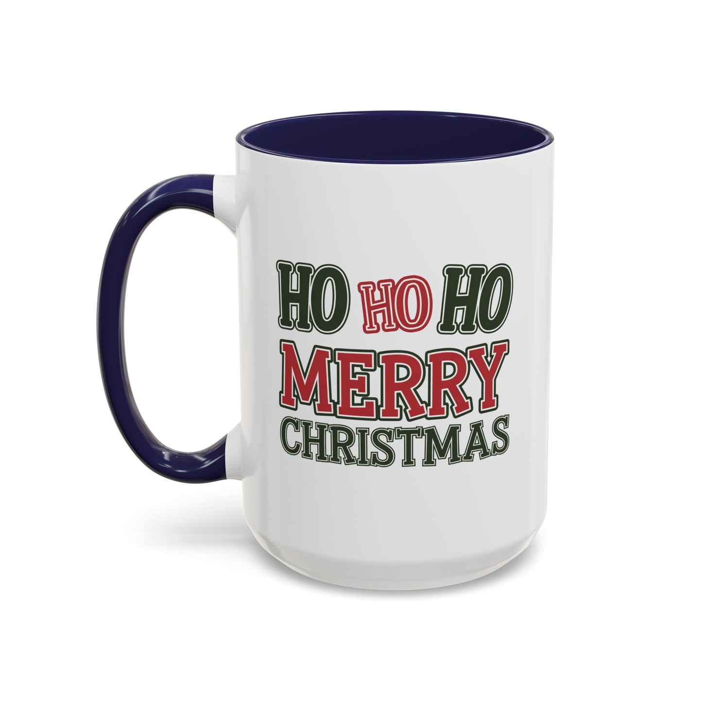 Christmas Mug - Ho Ho Ho Merry Christmas Green & Red Text