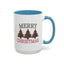 Christmas Mug - Merry Christmas Green & Red Text Decorative Trees