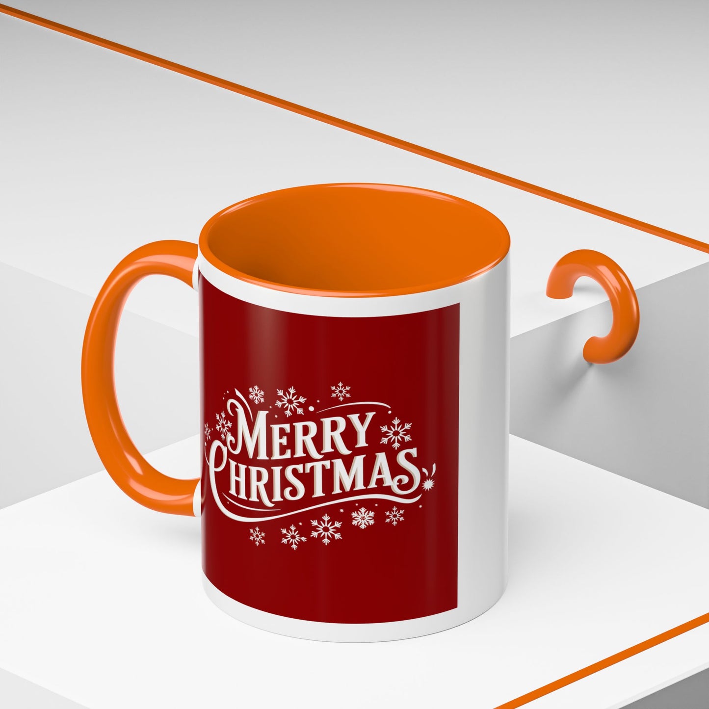Christmas Mug - Merry Christmas White Text Maroon Background