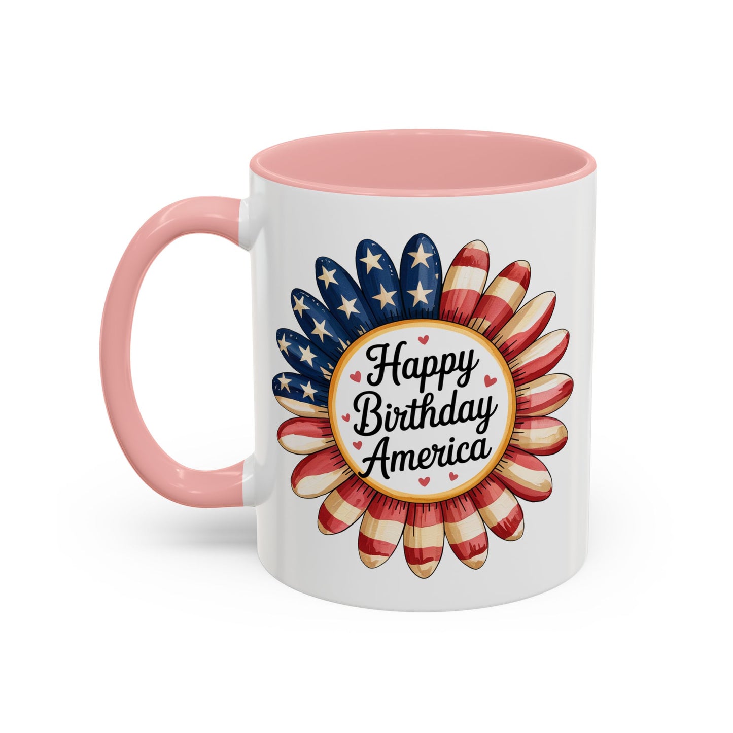 4th of July Mug - Happy Birthday America Sunflower