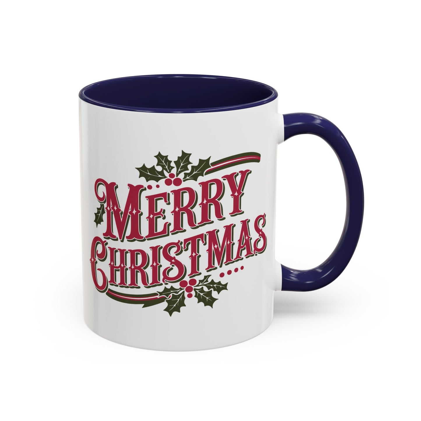 Christmas Mug - Merry Christmas Maroon & Green Text Decorations