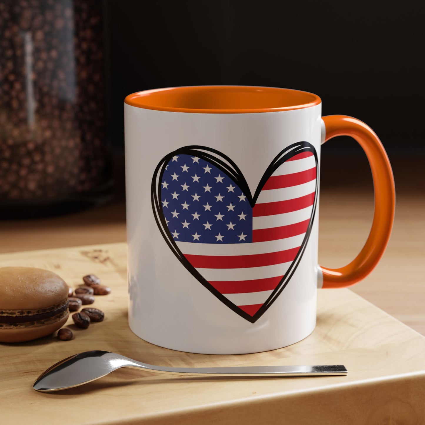 4th of July Mug - USA Flag Heart