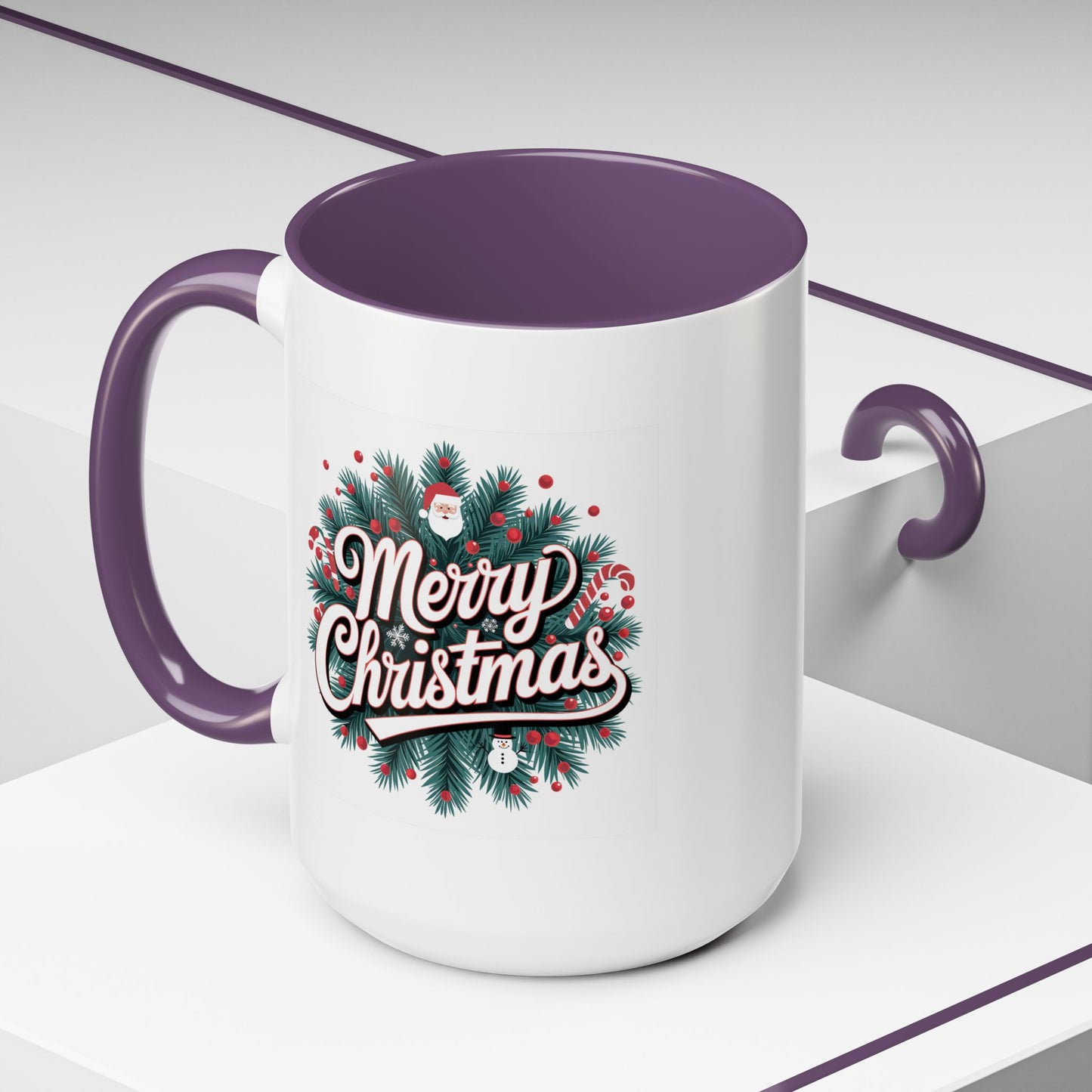 Christmas Mug - Merry Christmas White & Red Embossed Text