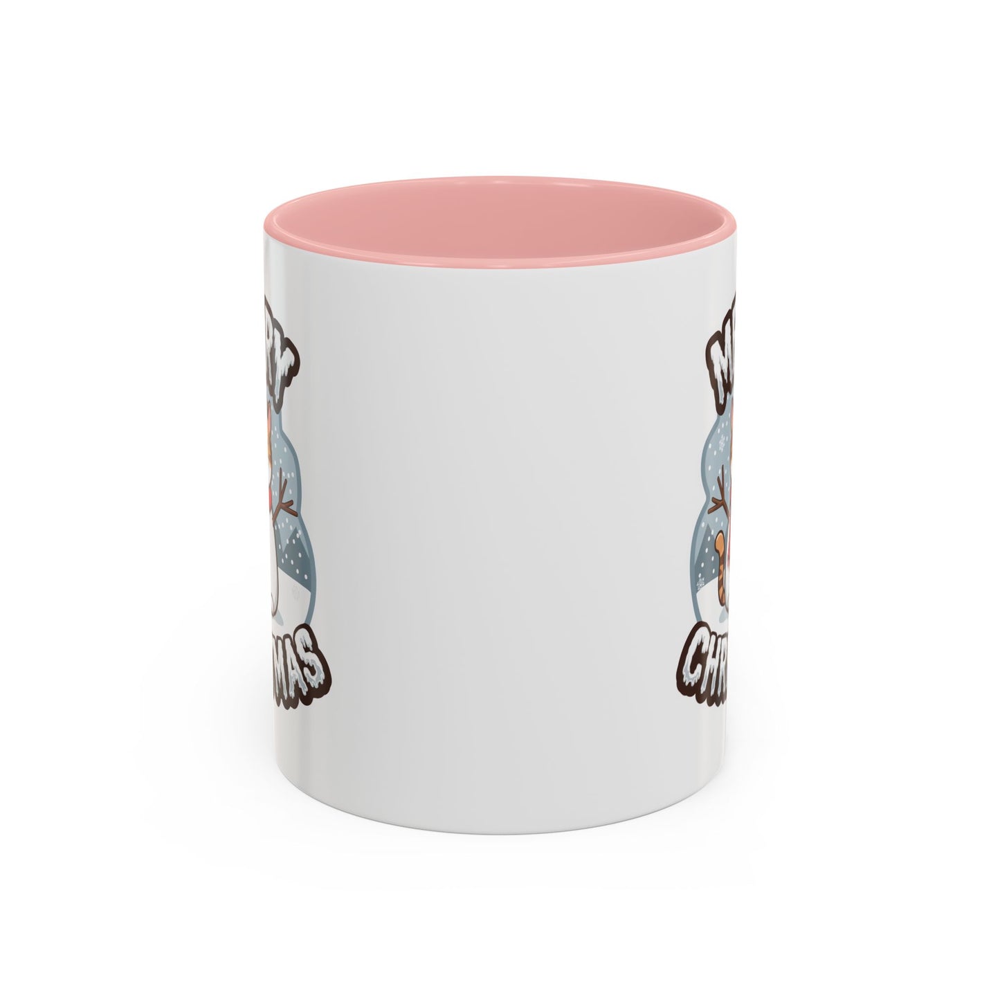 Christmas Mug - Merry Christmas Black & White Text Snowman Cat