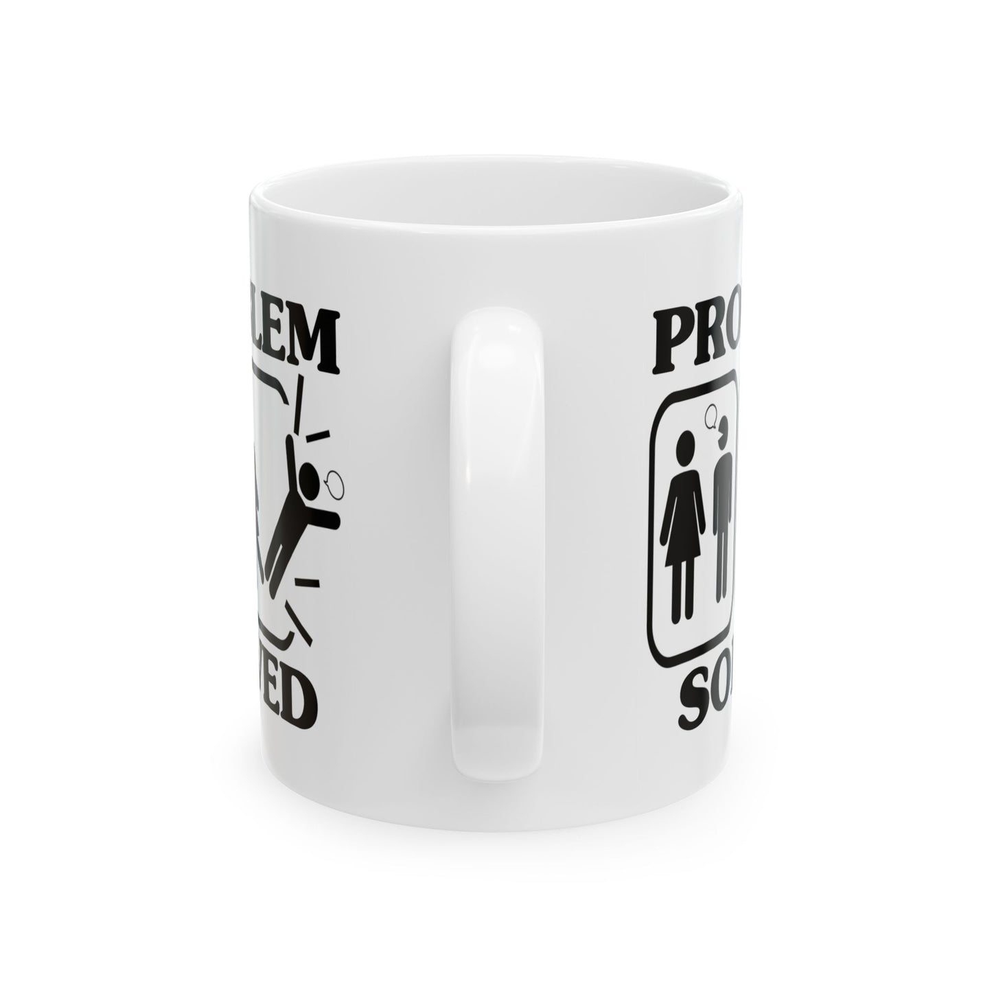 Humor Mug - Problem Solved - Girl Kicks Boy