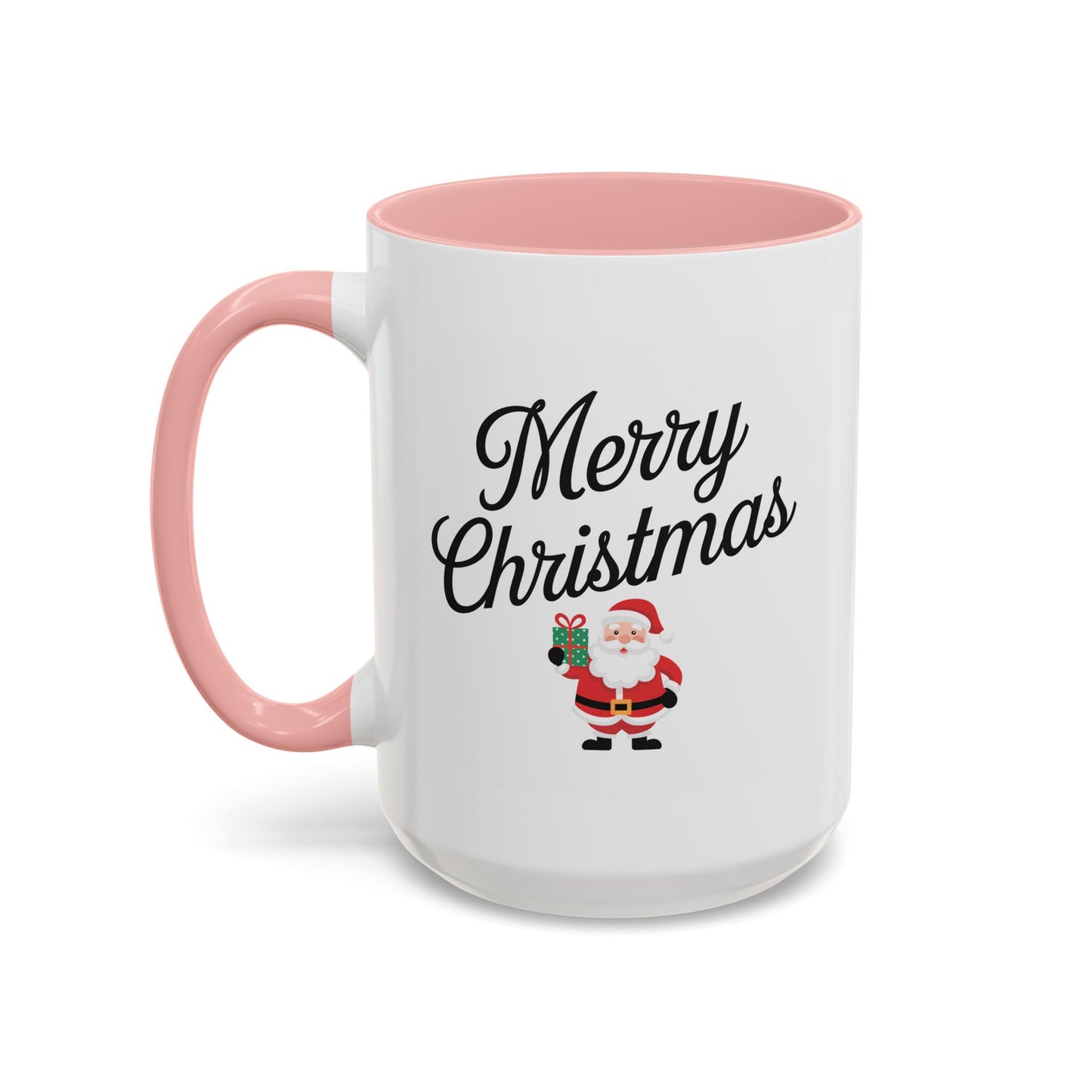 Christmas Mug - Merry Christmas Black Text Santa Present