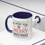 Christmas Mug - We Wish You a Merry Christmas Blue Green & Red Text