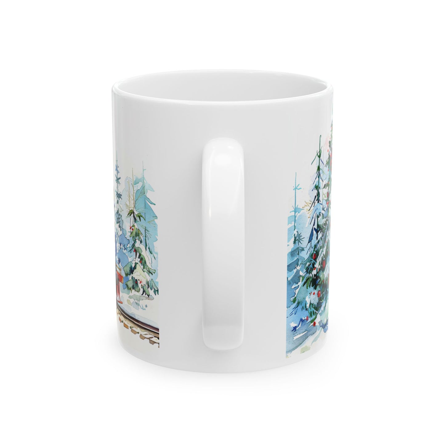Christmas Mug - Snowy Landscape Train Wrap 3