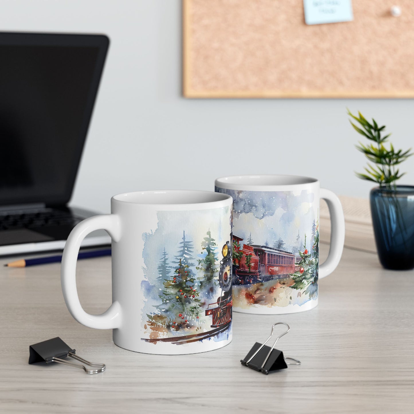 Christmas Mug - Snowy Landscape Train Wrap 4