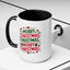 Christmas Mug - Merry Christmas Green & Red Text Trees Hearts Snowflakes Stars