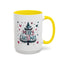 Christmas Mug - Merry Christmas Maroon & Blue Text Tree Hearts Stars