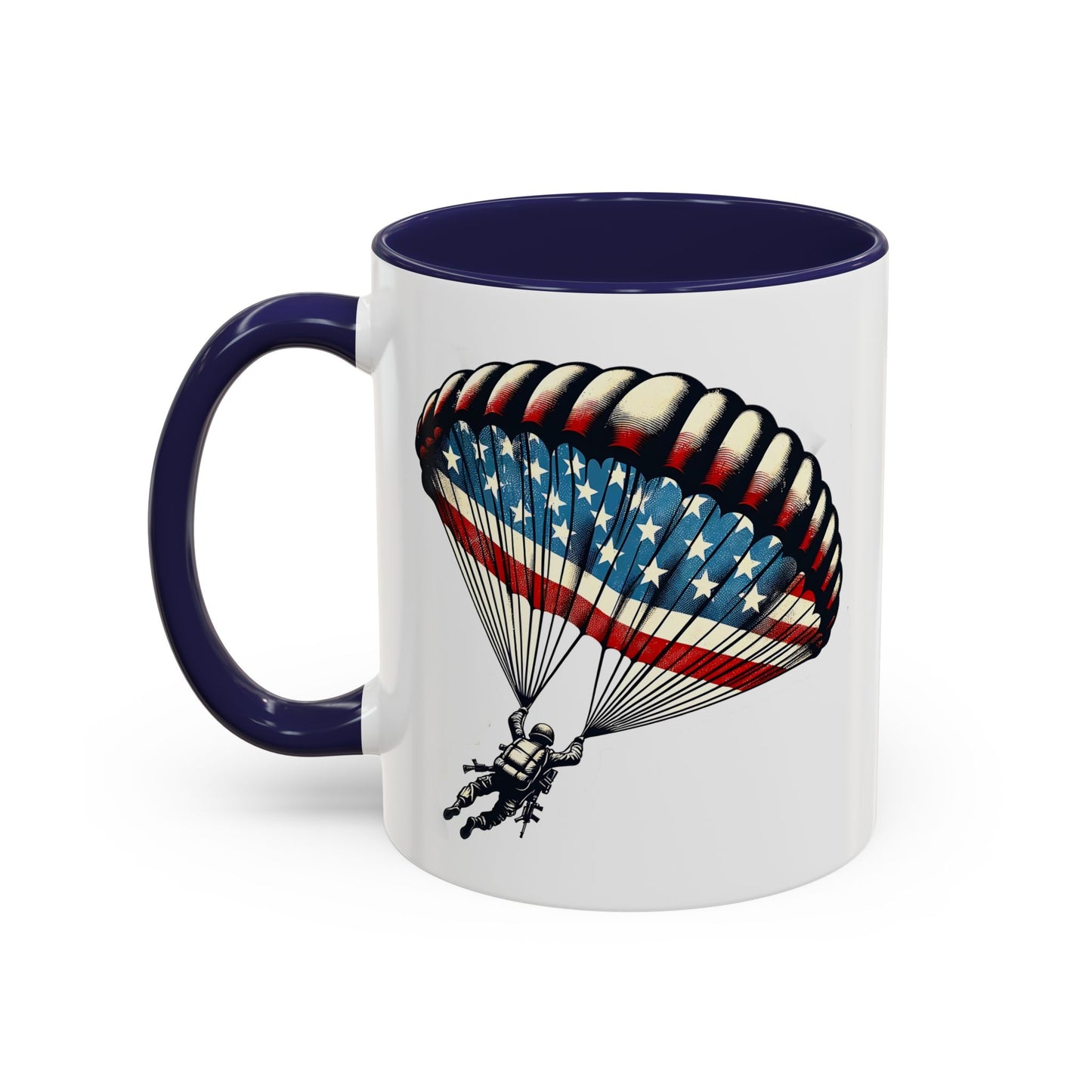 4th of July Mug - Airborne Soldier Parachute Flag