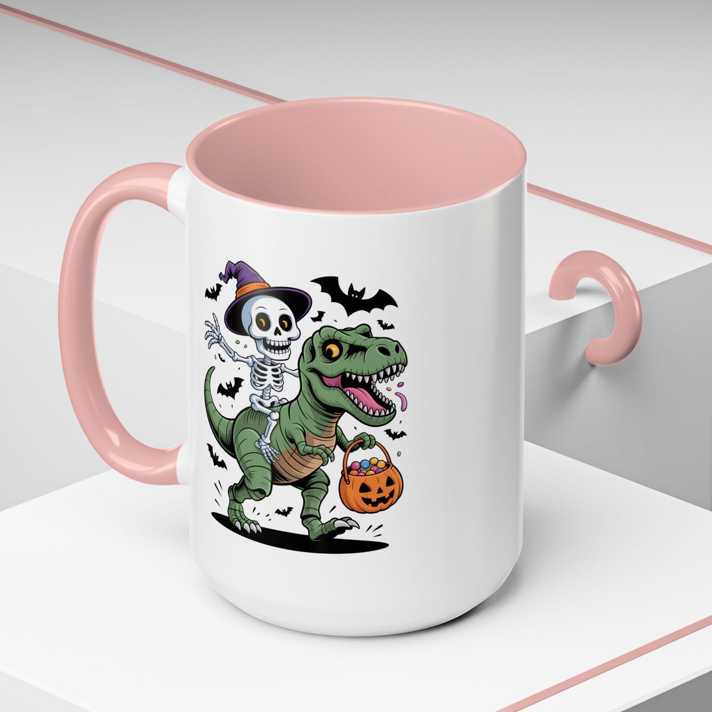 Halloween Mug - Skeleton Riding Dinosaur
