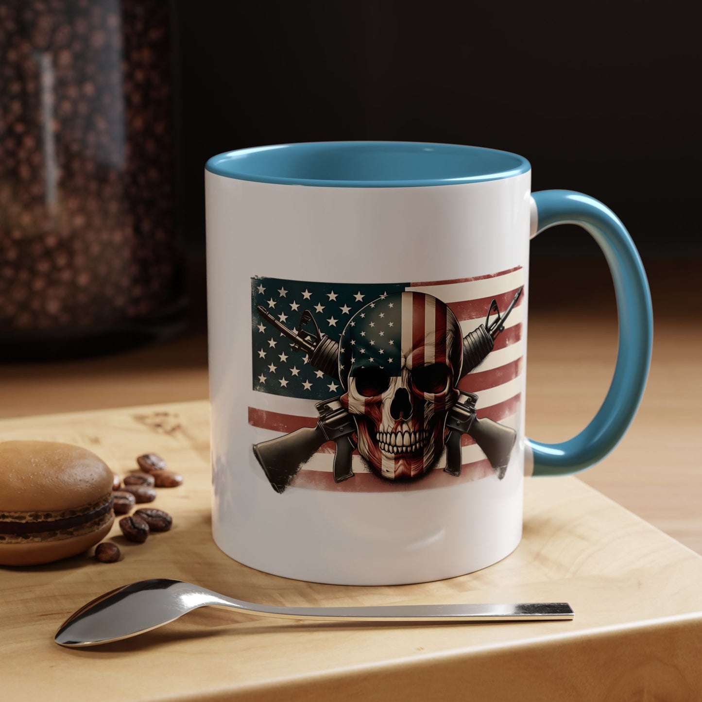 4th of July Mug - Skull Guns Flag