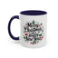 Christmas Mug - Merry Christmas and a Happy New Year Black Text Tree Ornaments Presents