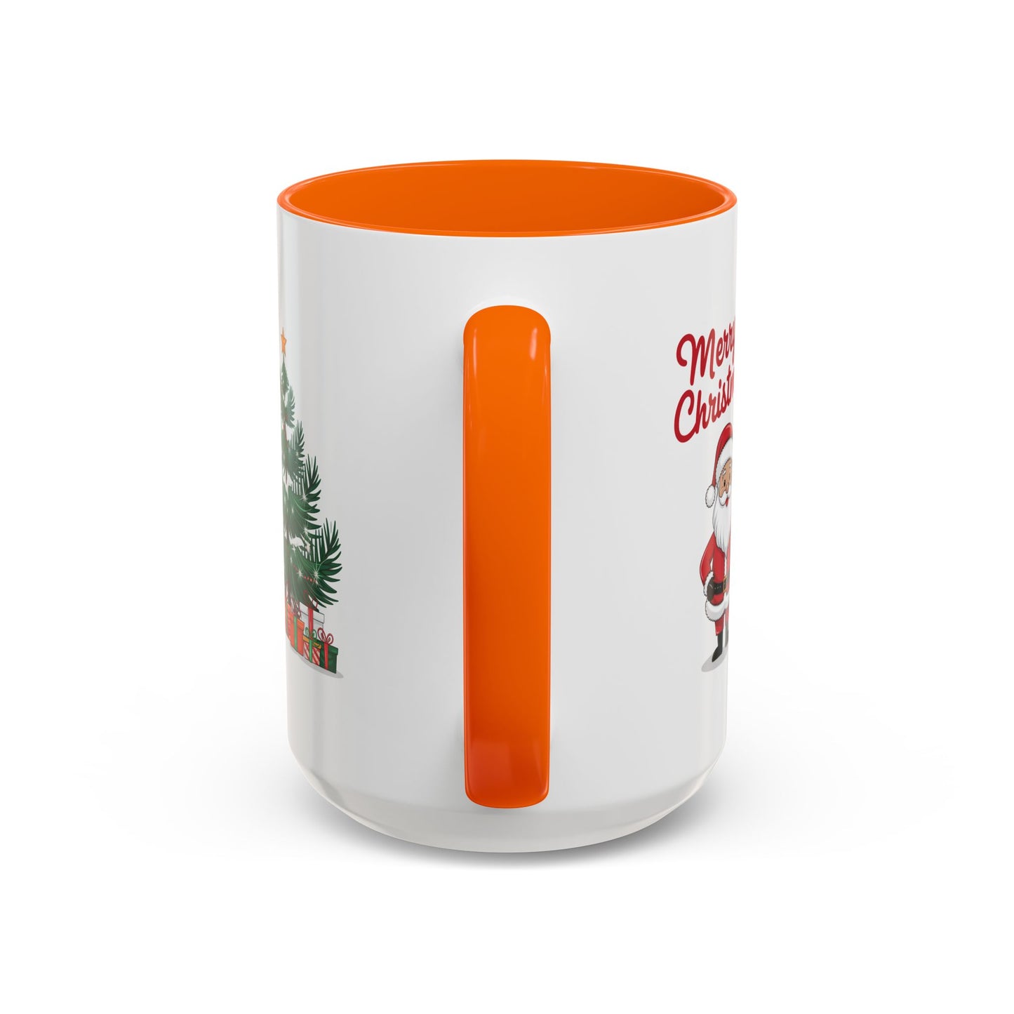 Christmas Mug - Merry Christmas Red Text Santa Tree Presents
