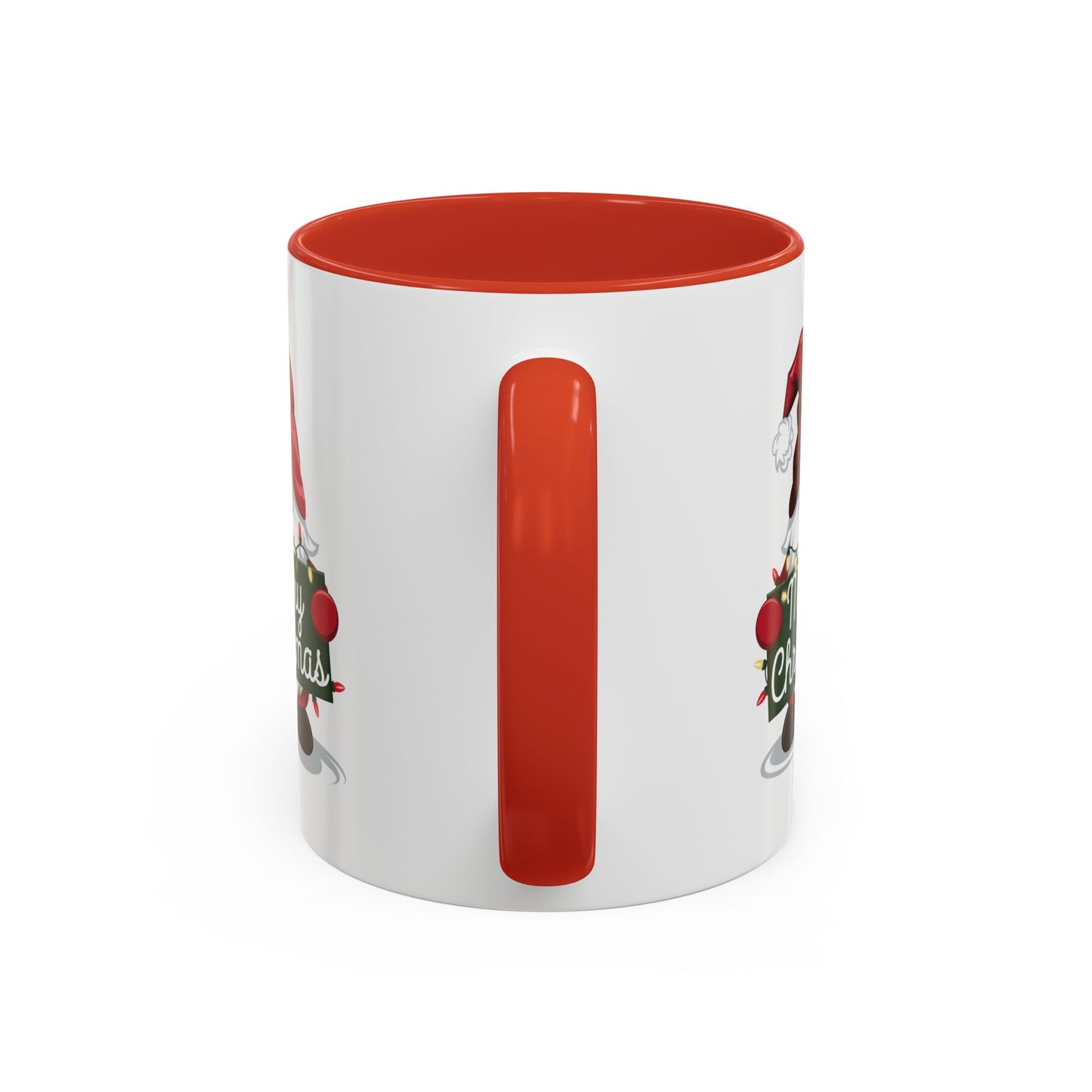 Christmas Mug - Merry Christmas White & Green Text Gnome Lights
