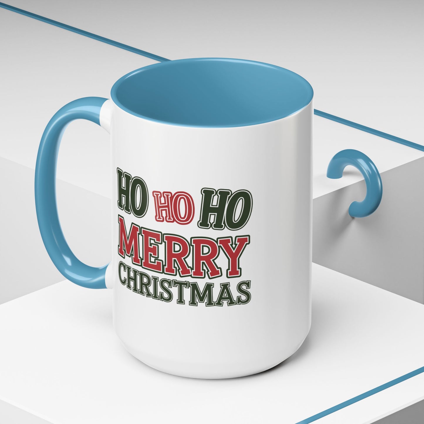 Christmas Mug - Ho Ho Ho Merry Christmas Green & Red Text
