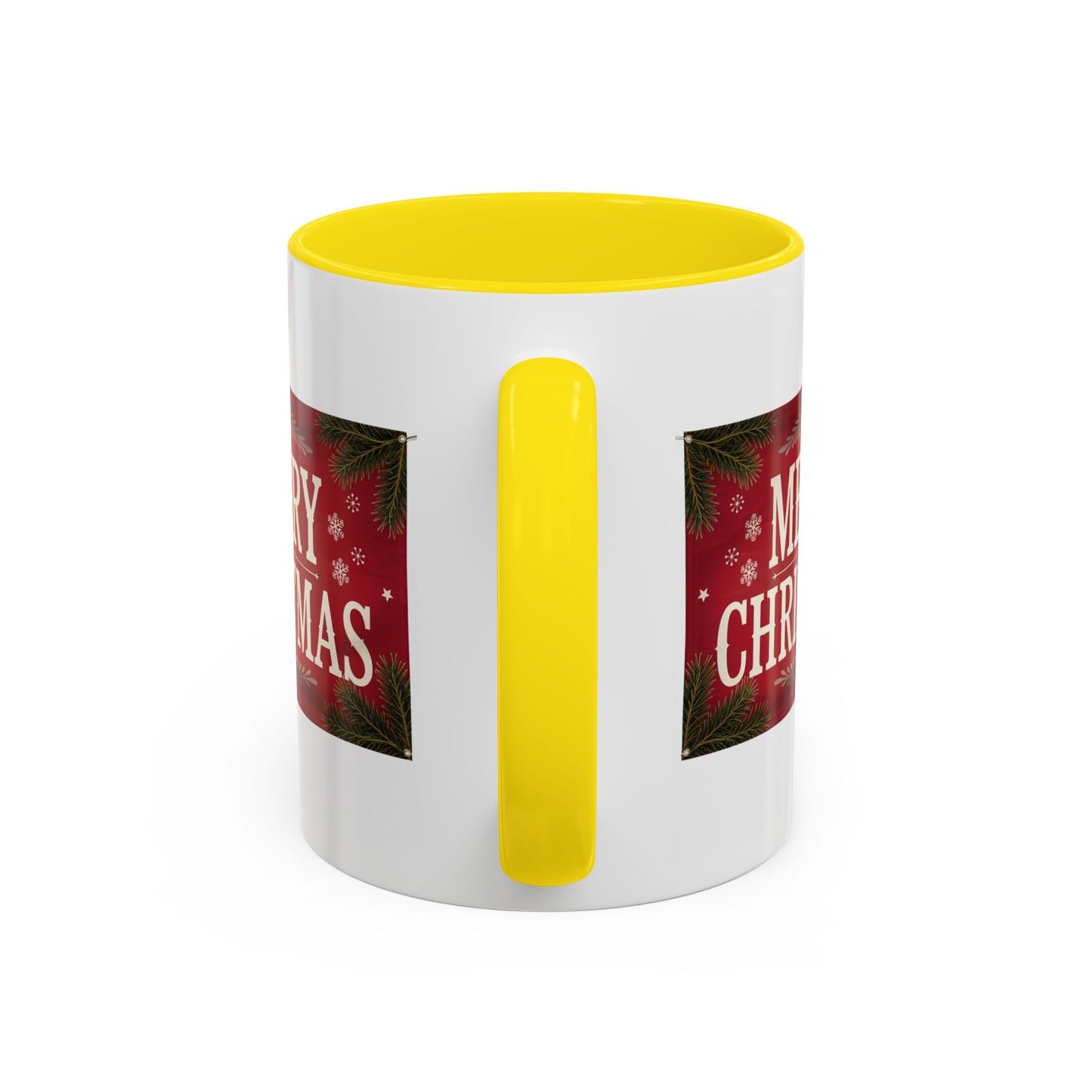 Christmas Mug - Merry Christmas Cream Text Maroon Background