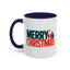 Christmas Mug - Merry Christmas Green & Red Text Santa Bag
