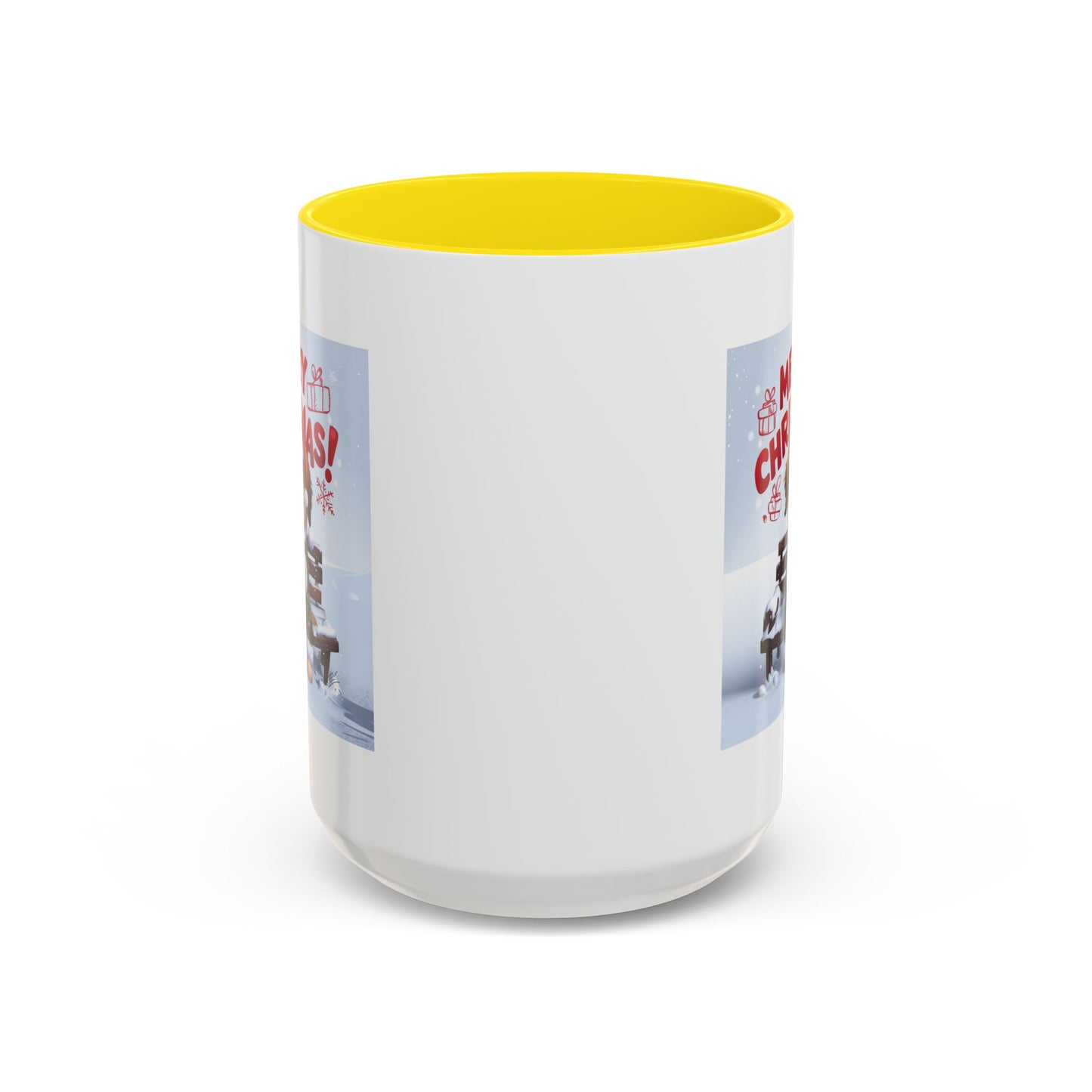 Christmas Mug - Merry Christmas Red Text Puppy Green Top 2