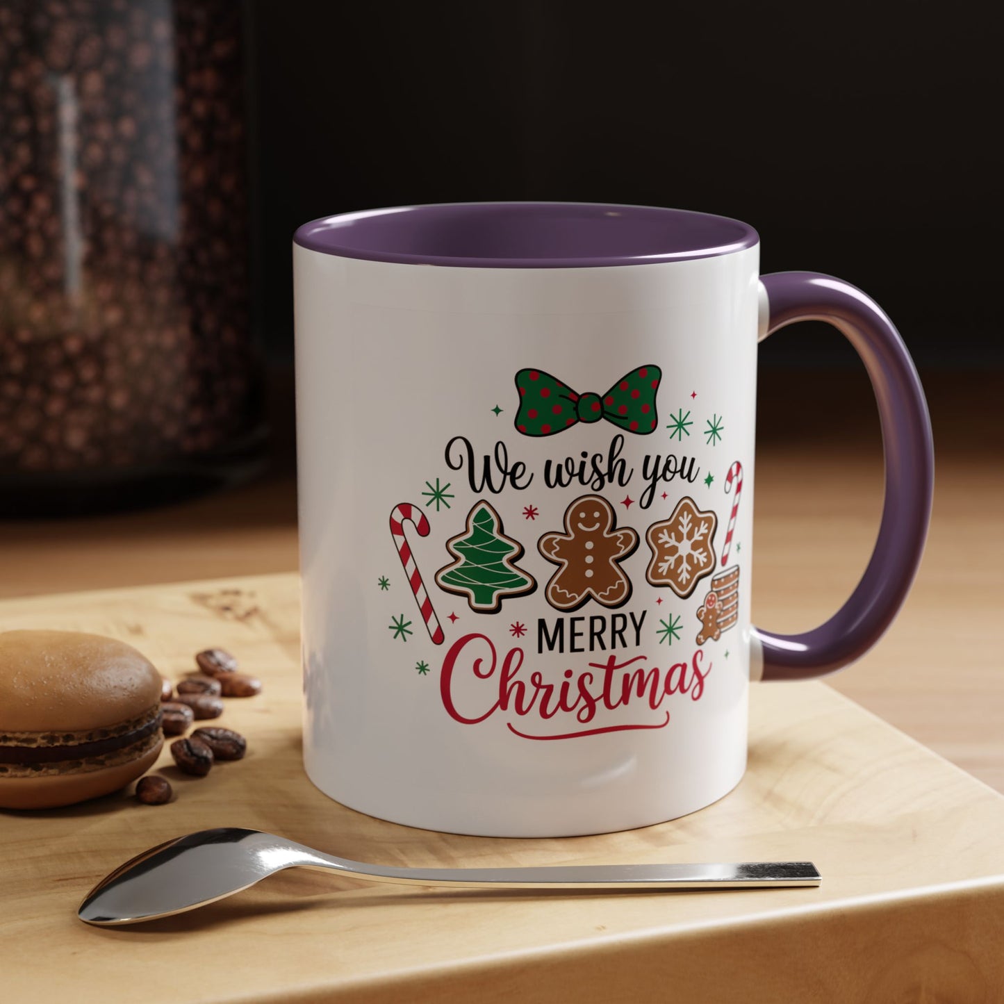 Christmas Mug - We Wish You a Merry Christmas Black & Red Text Cookies & Candy