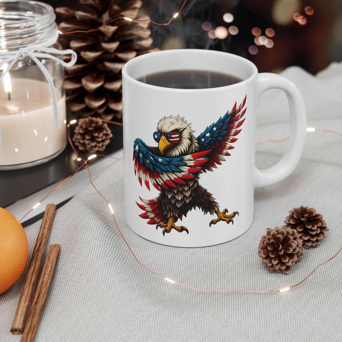 4th of July Mug - Patriotic Bald Eagle American Flag