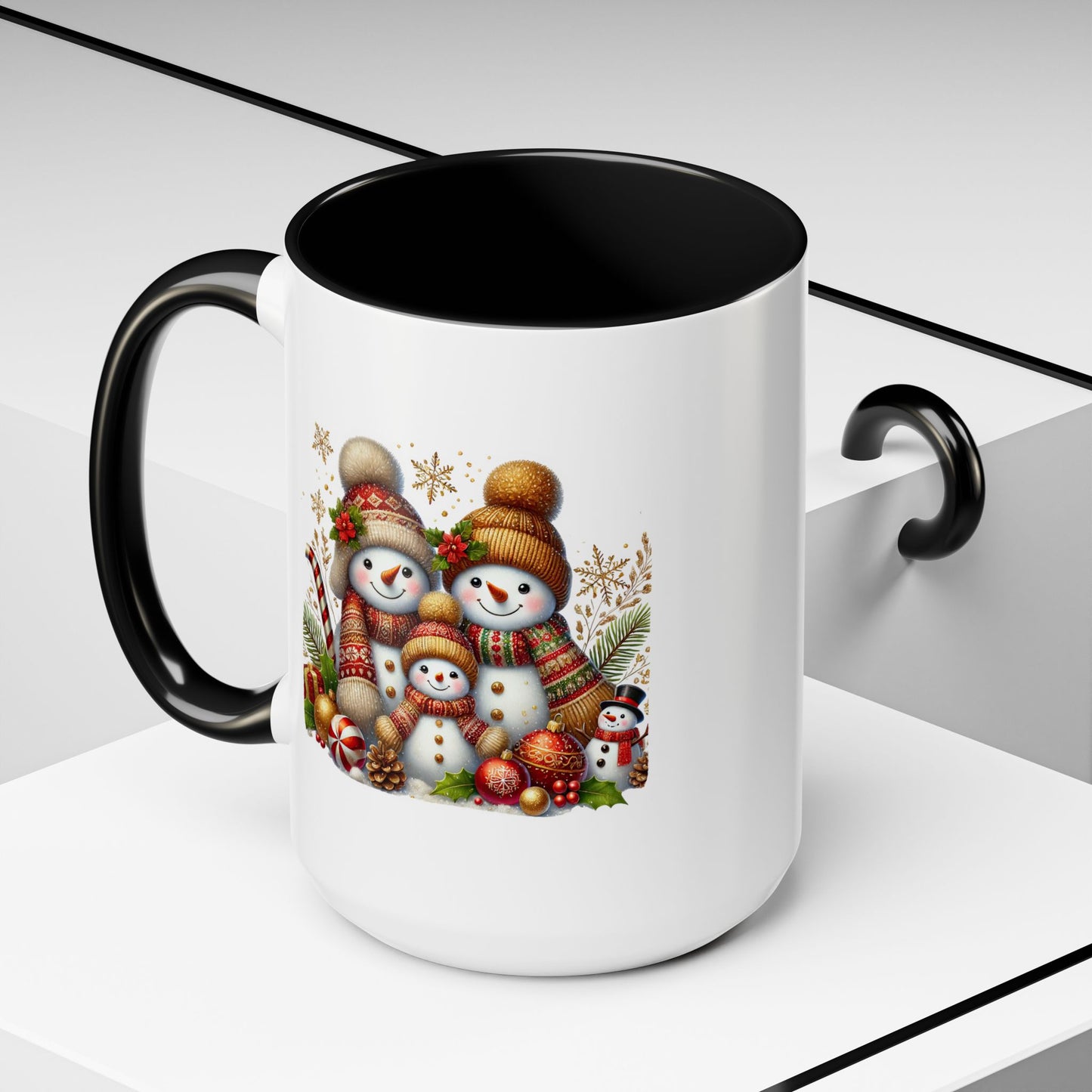 Christmas Mug - Gold Snowman Family