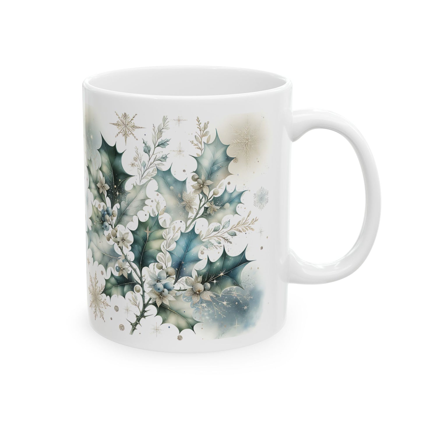 Christmas Mug - Leaves Snowflakes Decoration
