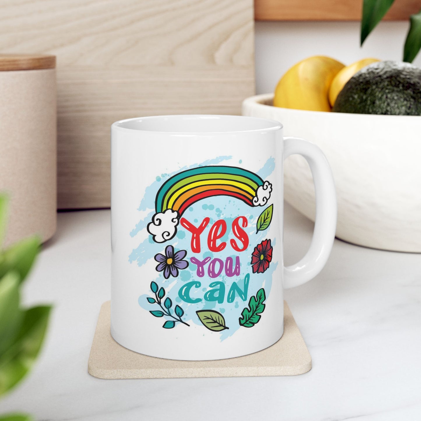 Motivation Mug - Yes You Can Rainbow
