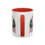 Christmas Mug - Merry Christmas Maroon Text Camper Trees