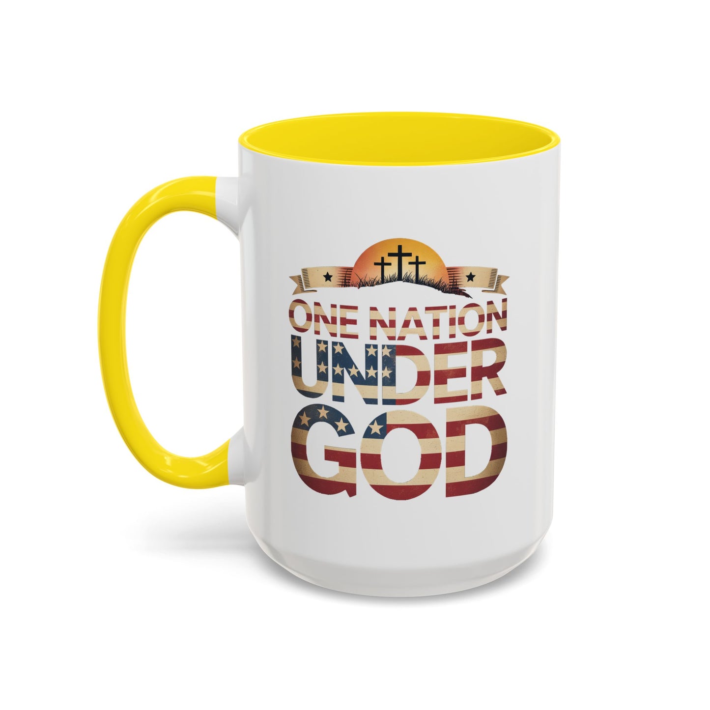 4th of July Mug - One Nation Under God Cross Flag