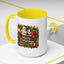 Christmas Mug - Merry Christmas Cream Text Santa Ok Light Bow Ornaments