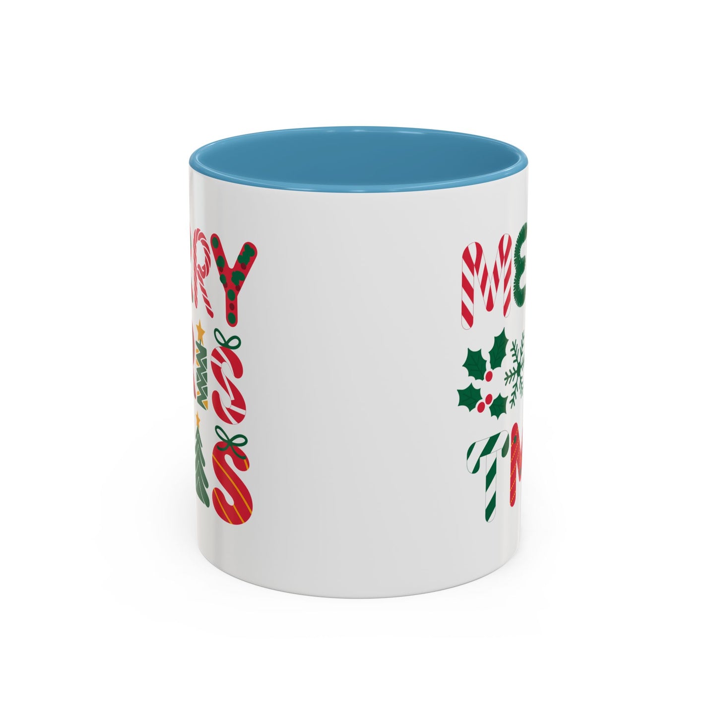 Christmas Mug - Merry Christmas Red Green & Gold Decorative Text