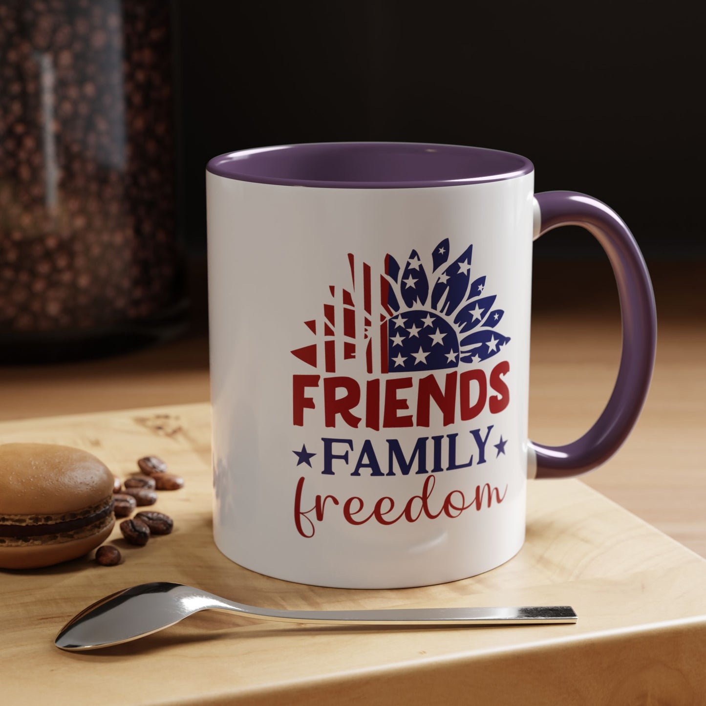 4th of July Mug - Friends Family Freedom Sunflower
