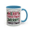 Christmas Mug - Merry Christmas Red Green & Black Text Trees Presents