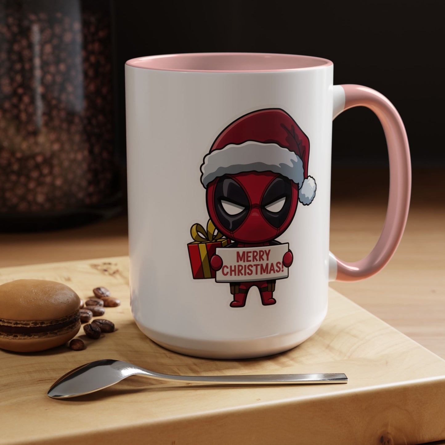 Christmas Mug - Merry Christmas Red Text Superhero
