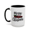 Christmas Mug - Merry Christmas Black Text Tartan Truck