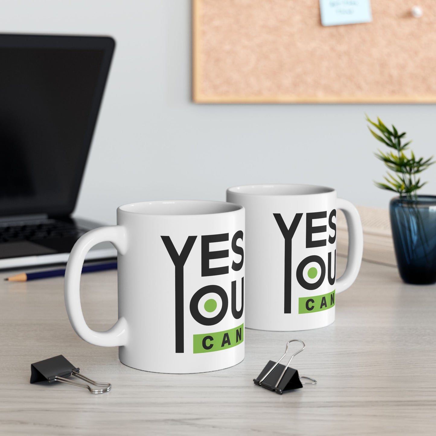 Motivation Mug - Yes You Can Black & Green
