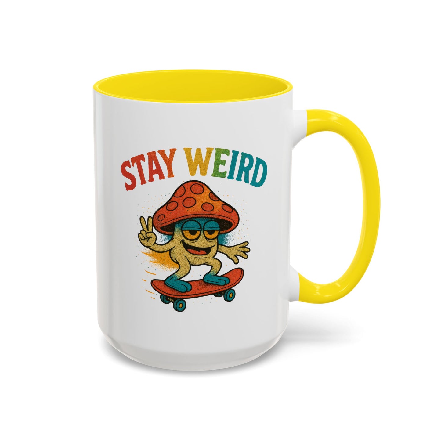 Humor Mug - Stay Weird Mushroom Skateboard