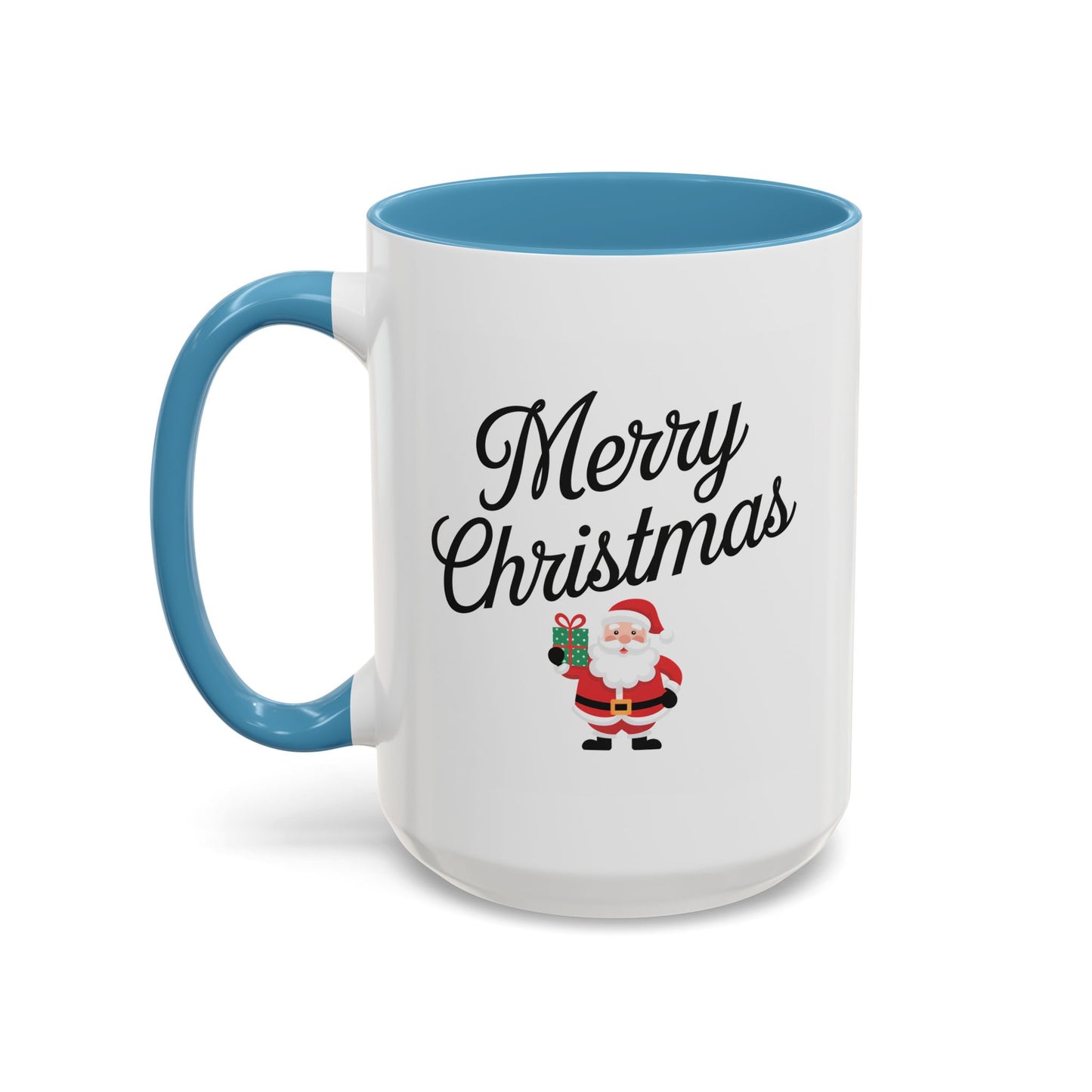 Christmas Mug - Merry Christmas Black Text Santa Present