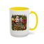 Christmas Mug - Merry Christmas Cream Text Santa Ok Light Bow Ornaments
