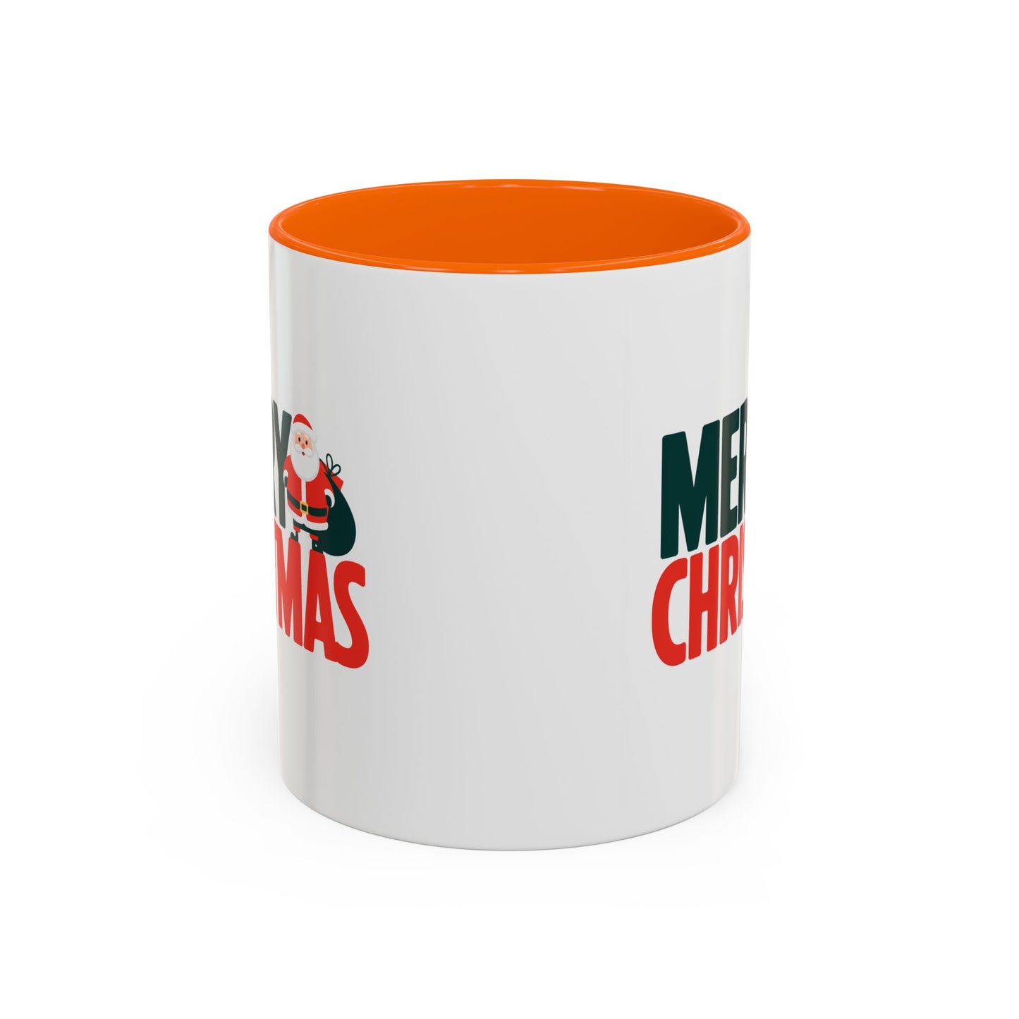 Christmas Mug - Merry Christmas Green & Red Text Santa Bag