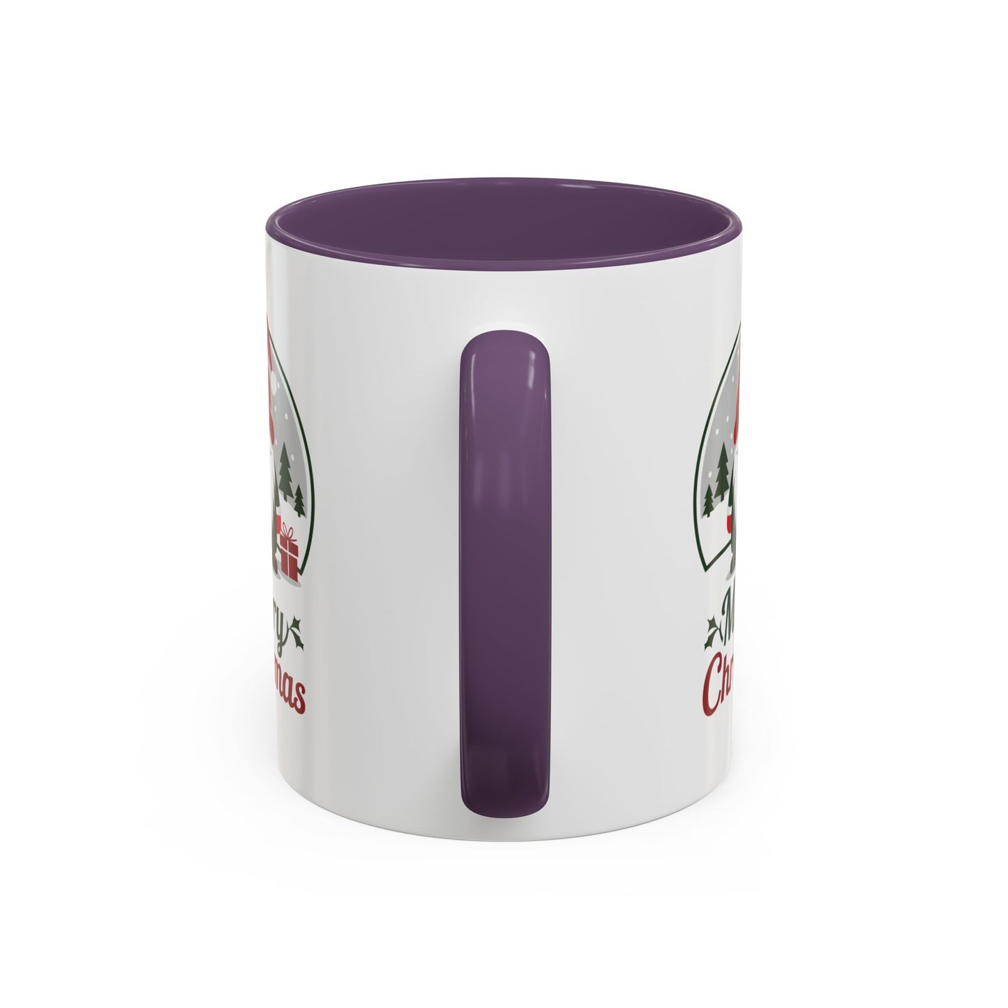Christmas Mug - Merry Christmas Green & Red Text Gnome Present Trees