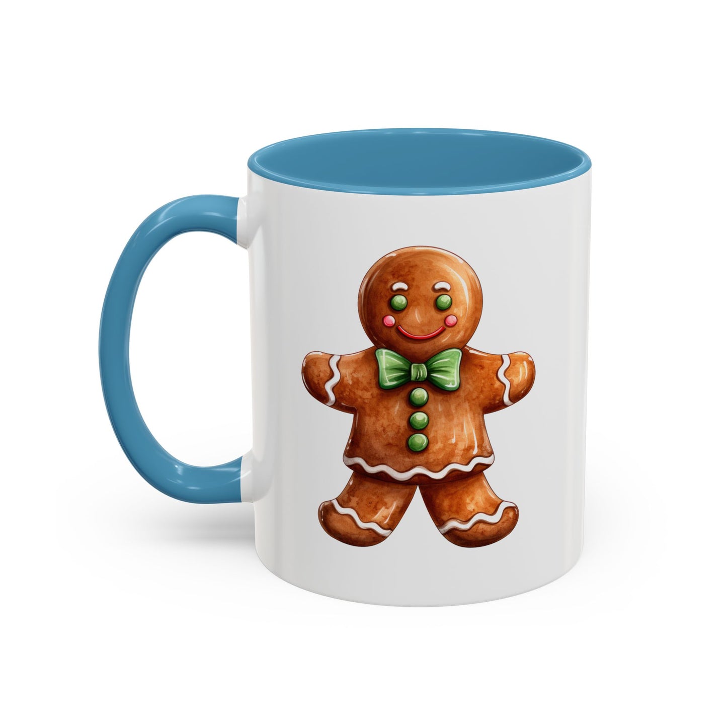 Christmas Mug - Gingerbread Man Green Bow