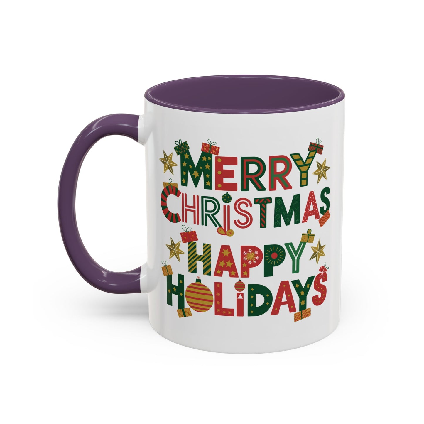 Christmas Mug - Merry Christmas Happy Holidays Decorative Text