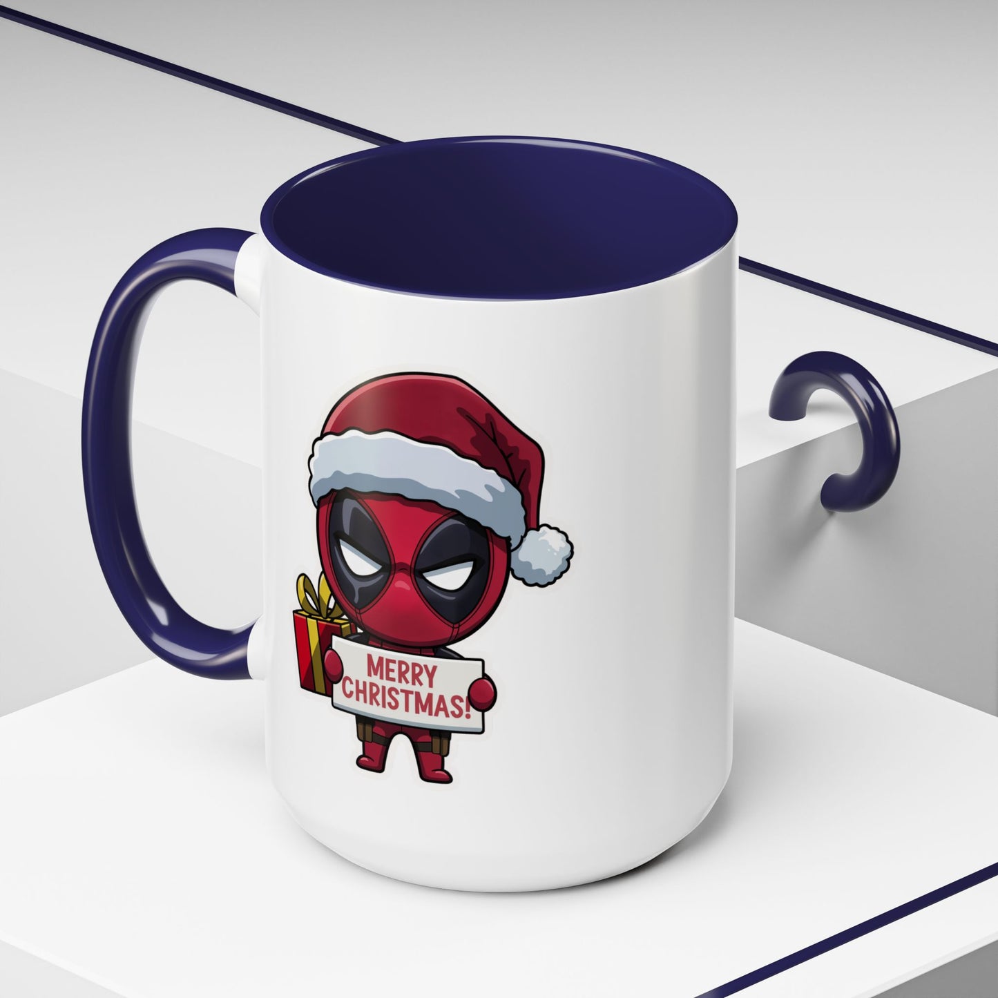 Christmas Mug - Merry Christmas Red Text Superhero