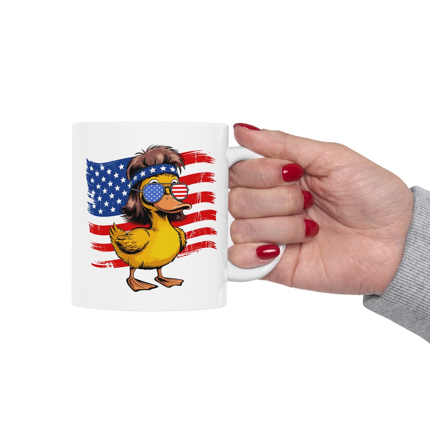 4th of July Mug - Patriotic Duck with Mullet