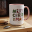 Christmas Mug - Merry Christmas Green Red & Gold Patterned Text